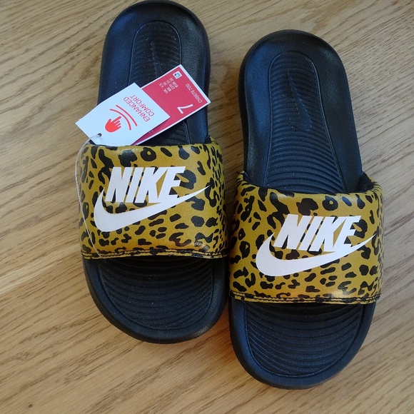 New w/ Tags Nike Victori One Brown & Black Cheetah Print Women's Slides Size 7 - Picture 6 of 6